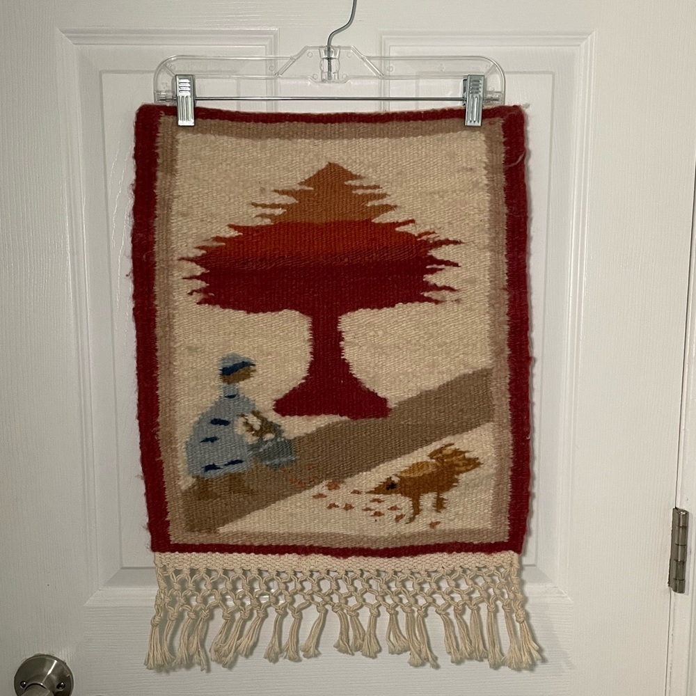 Handwoven Tapestry with Tree and Figures